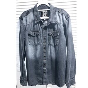 Xtreme couture men’s denim Long sleeve button down shirt XXL